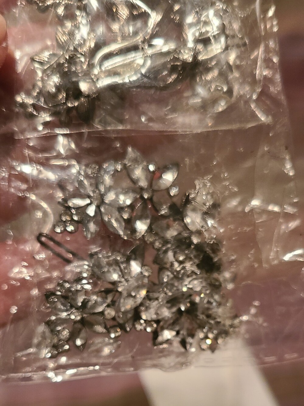 Silver Floral Crystal Hair Clips - Women Accessories